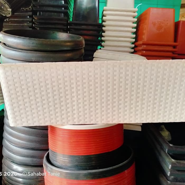 pot plastik panjang putih anyaman 70cm
