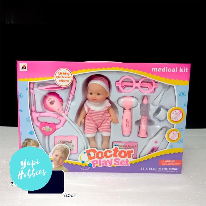 MAINAN DOKTER-DOKTERAN + BONEKA BAYI (EDUKASI ANAK) - Merah Muda