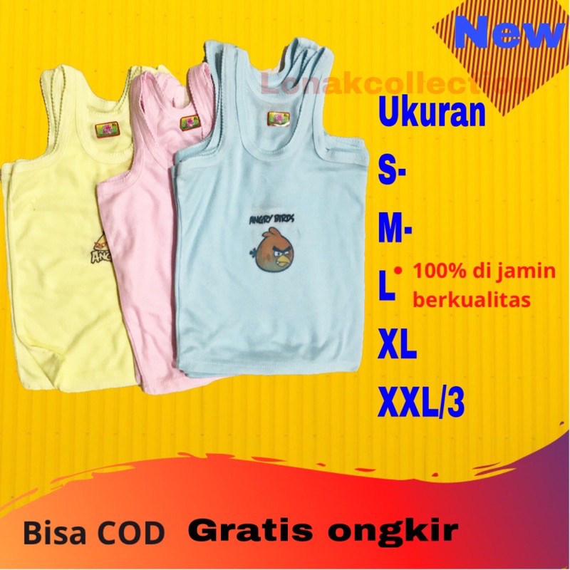 kaos singlet anak lusinan bergambar/baju dalam sablon bayi/daleman anak cewek cowok motif lucu