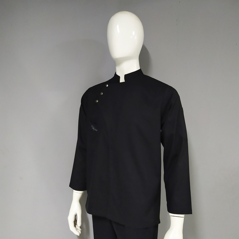 Chef Wear Baju Koki Hitam Lengan Panjang Kc3 S-XXL