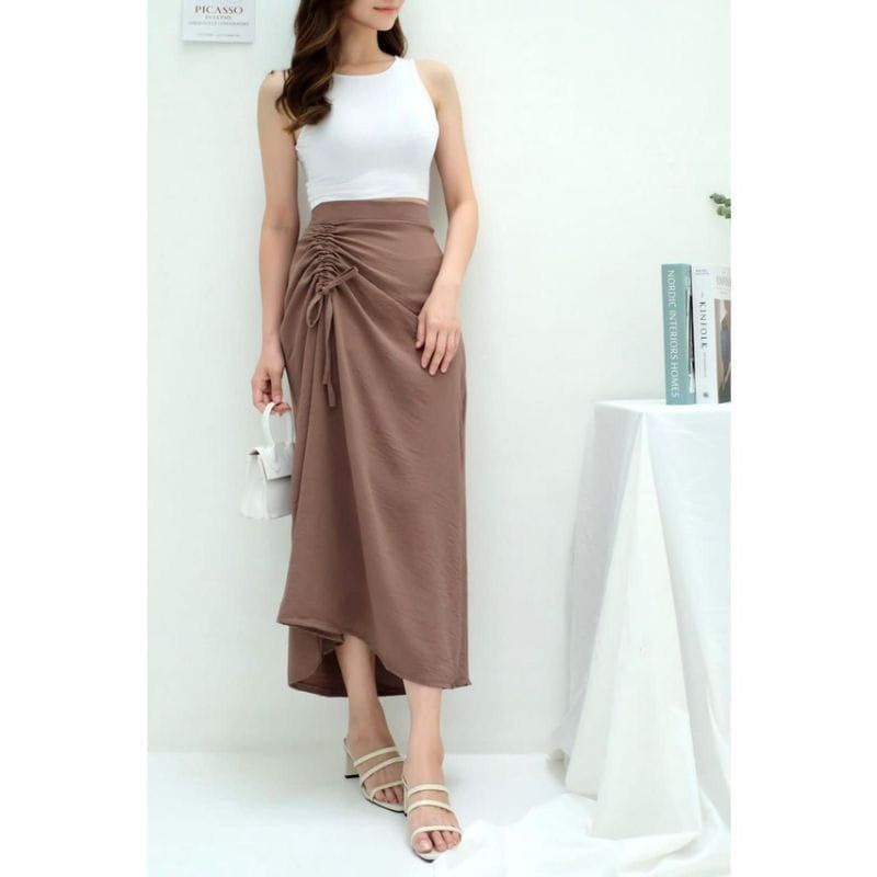 Rok Serut Flowy Skirt Korean Look / Rok Serut Crinkle Terbaru / Rok Rayon Crinkle Polos Premium