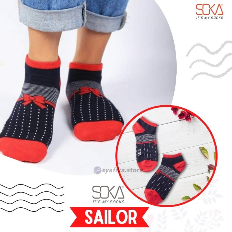 Kaos Kaki Sneakers Pendek Motif - SOKA Sailor Sneaker Socks Ankle