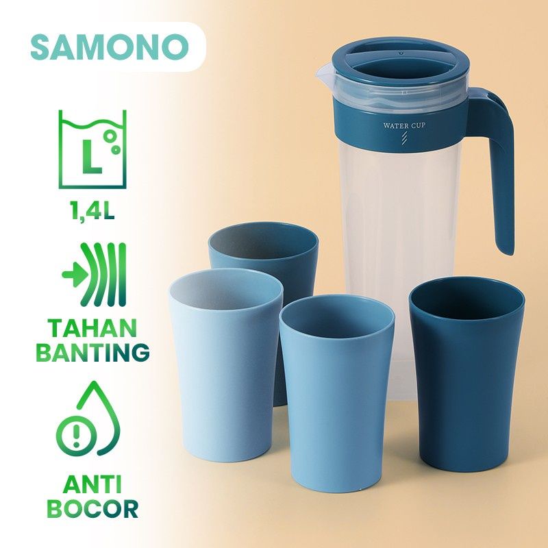 Teko Set Gelas SAMONO Kettle Cup Set 1.4L 1.4Liter Water Jug SK001 original