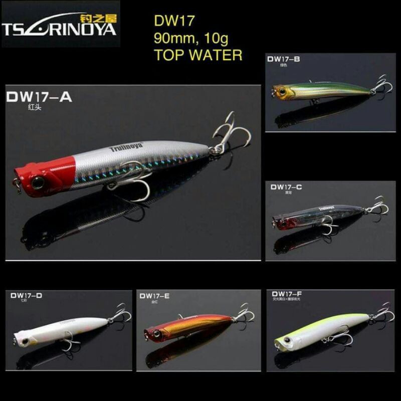 UMPAN / LURE CASTING TSURINOYA DW17 - PENCIL POPPER (FLOATING - TOP WATER)