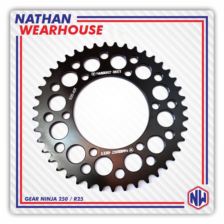 GEAR BELAKANG CNC NINJA 250 R25 UKURAN 520 43T - 46T NASSERT BEET