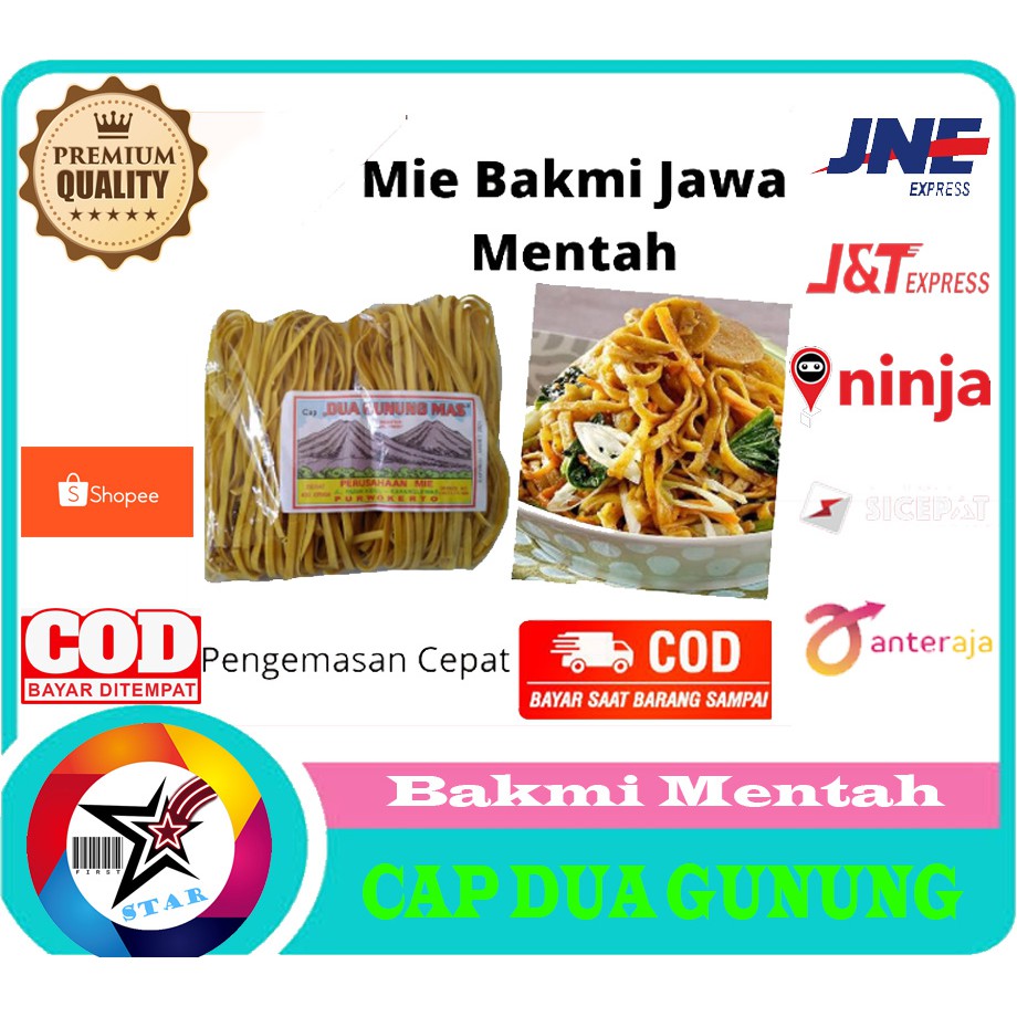 

Mie Bakmie Jawa Gepeng Lebar Cap Dua Gunung Mas Mi Nyemek Mentah