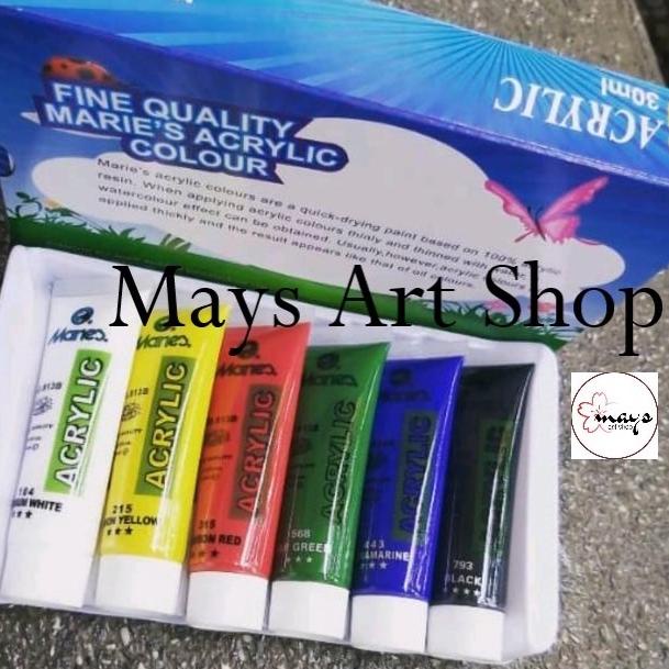 

Super Produk Cat Akrilik Set Lukis Maries Isi 6 Warna Dasar x 30 ml / Marie's Acrylic Paint Color 6x30 ml No 81306B Colour 6x30ml Anak / Profesional