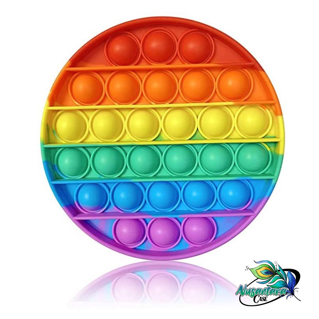 pop it fidget push bubble toys gelembung 3d rainbow pelangi karakter mainan anak NC7433-BULAT