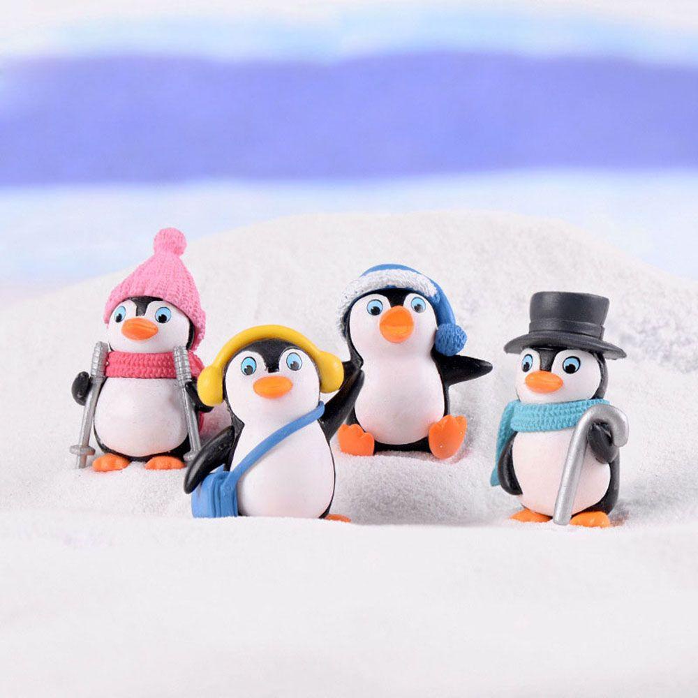 Agustina Winter Penguin Gnomes Hadiah Terbaik Taman Untuk Dekorasi Peri Kerajinan Tangan DIY 4pcs/set