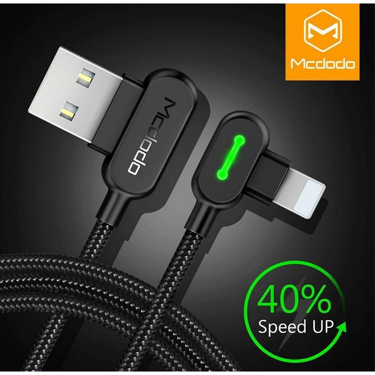 MCDODO Kabel Charger Gaming Lightning iPhone 2A Green LED 1.2m CA-4671