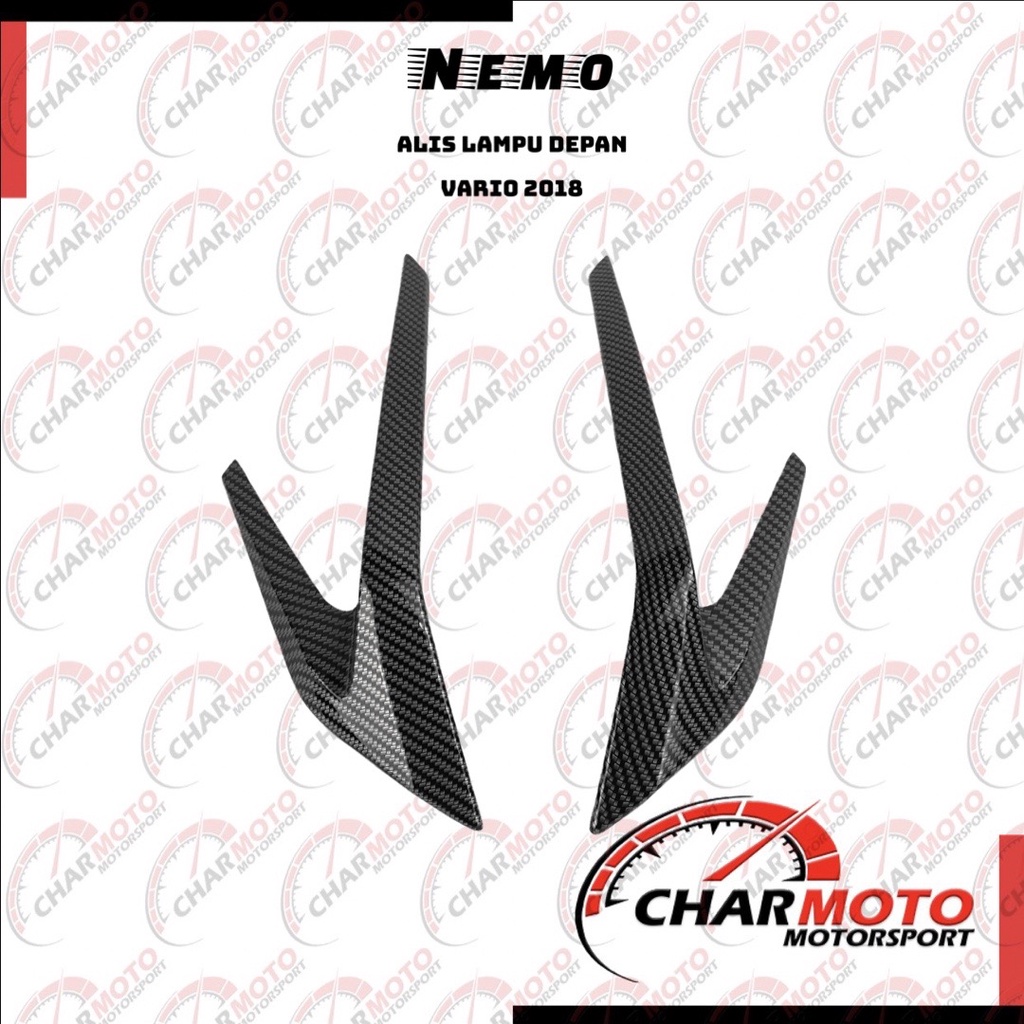 Cover Tutup Alis Lampu Depan Honda Vario 2018 Carbon Karbon Nemo Original PNP - Charmoto