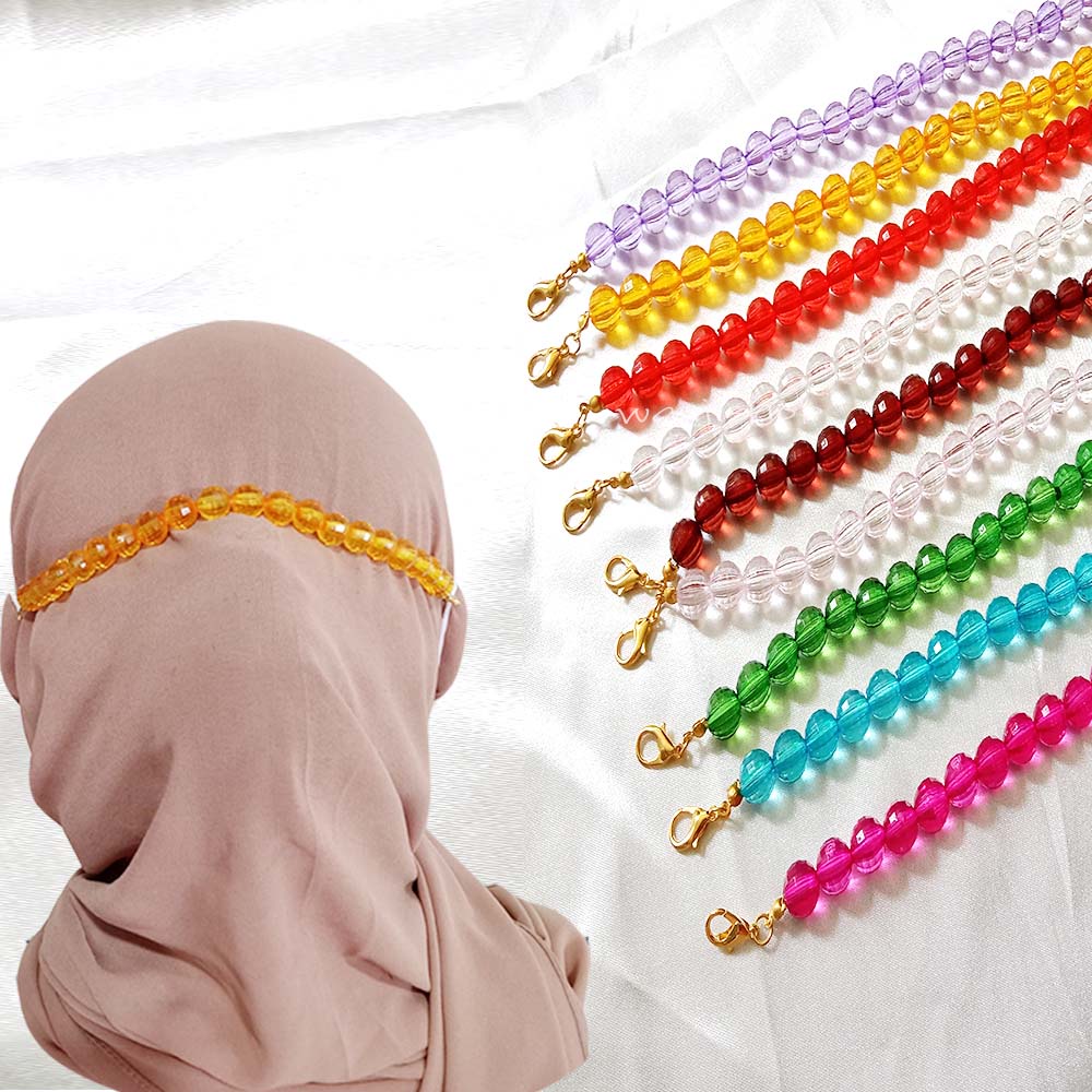 Konektor Masker Hijab Polos Crystal Plastik Bulat/ Kalung Masker