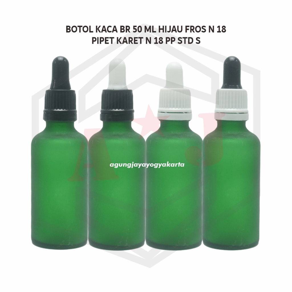 Botol Kaca Serum 50 ml  Hijau Fros Pipet S / Pipet Kaca / Botol Pipet Kaca Hijau Fros / Pipet Pipet 