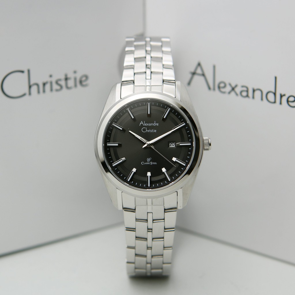 Jam Tangan Wanita Alexandre Christie AC 8637 LD BSSBA Silver dial Black Stainless Original