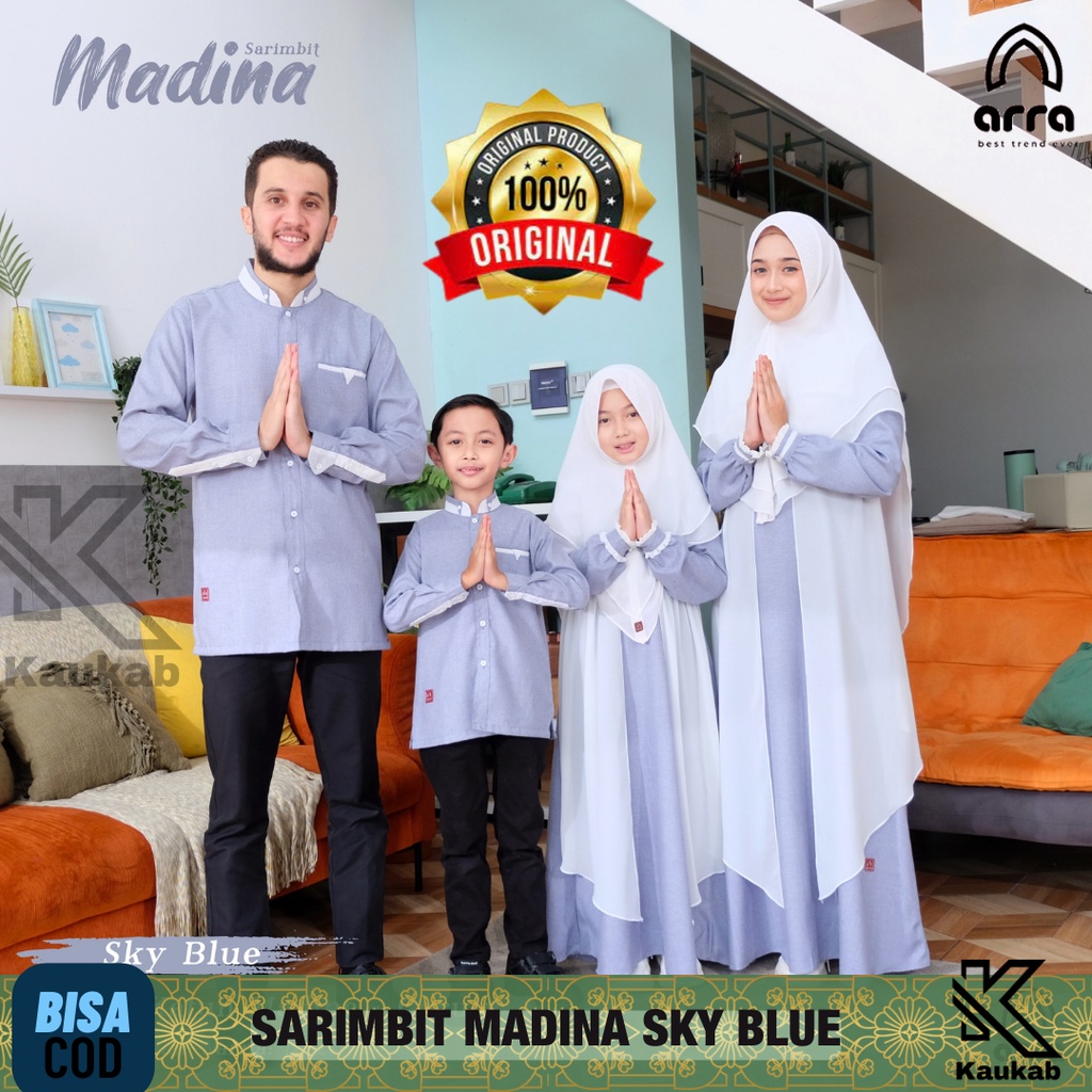 (Madina) Dress Gamis Koko Baju Couple Pasangan Sarimbit Keluarga Suami Istri Anak Pria Laki Laki Cow