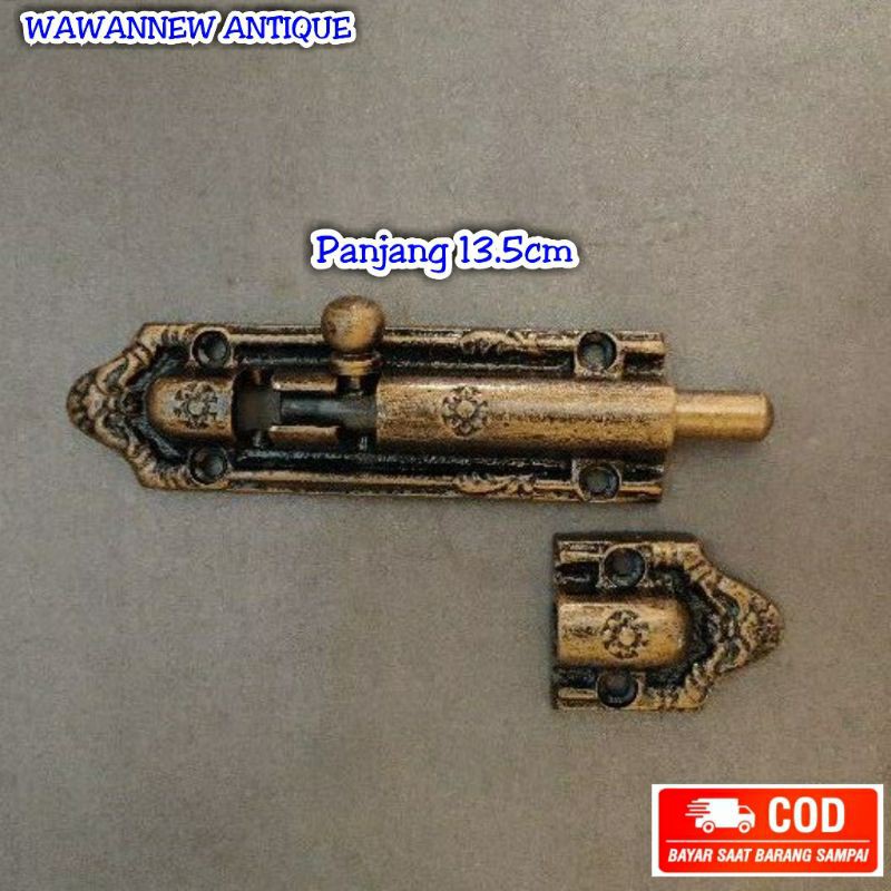 TERMURAH Grendel Pintu Rumah Aluminium Antik Murah Motif Ukir 13.5cm