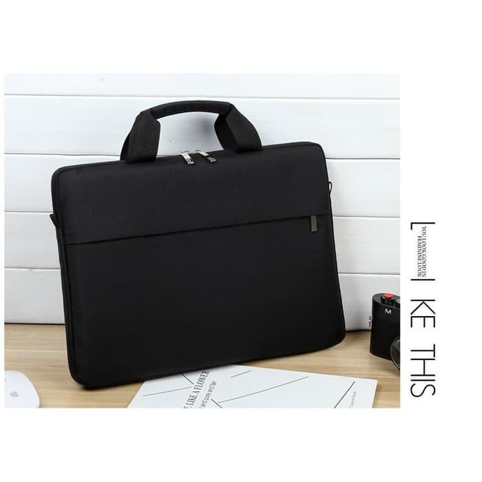 Tas Laptop Bag Selempang Sleeve Case Nylon Waterproof 14inch hitam