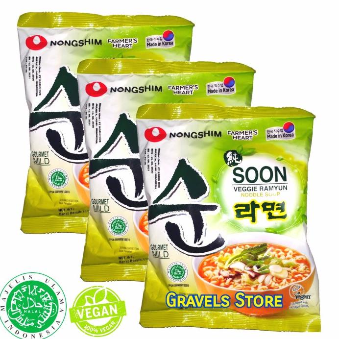 

[3 PCS] NONGSHIM SOON VEGGIE RAMYUN - MIE RAMEN VEGAN VEGETARIAN KOREA