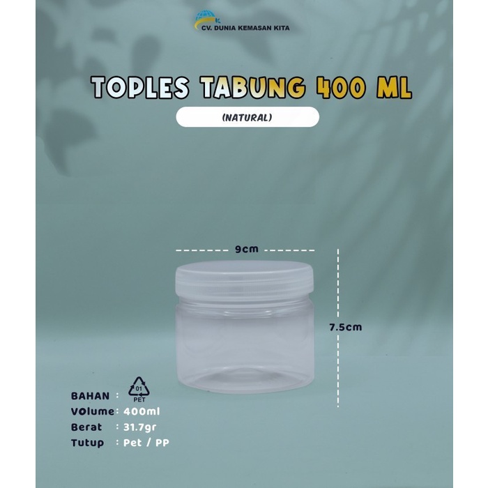 Toples Tabung 400 ml - Toples Plastik PET Bening