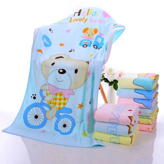 Handuk Bayi Mandi 50x100 Halus Lembut Handuk Anak MIcrofiber RANDOM MOTIF