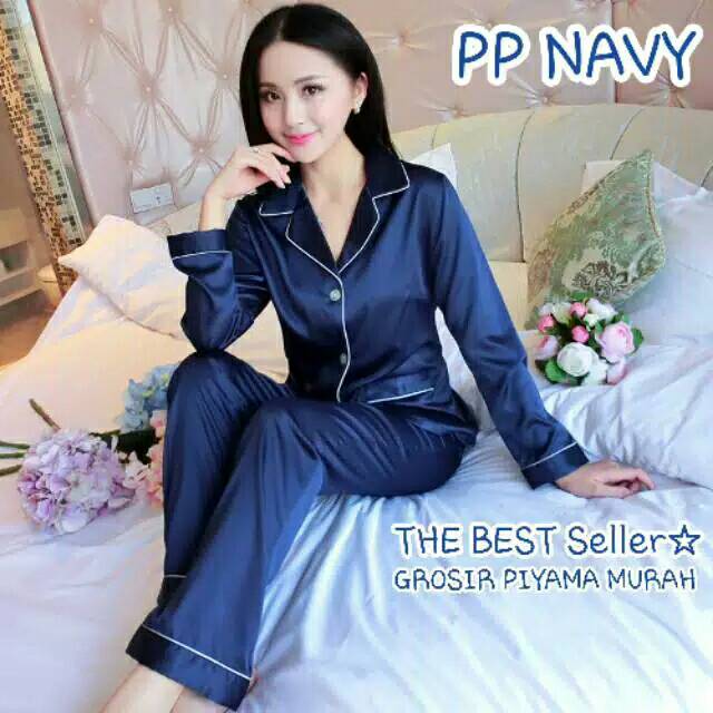 baju tidur piyama wanita/cewek satin lengan panjang
