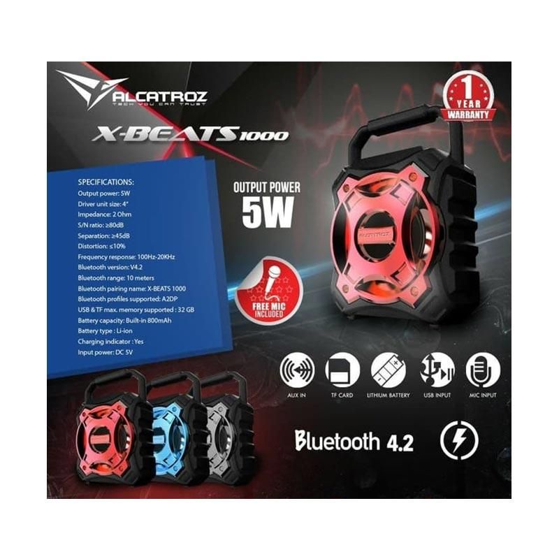 Speaker Bluetooth Alcatroz X-Beats 1000 Mic Include Garansi 1 Tahun SEMARANG