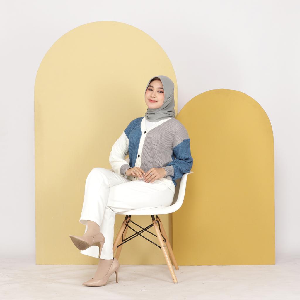 Baju Muslim Modern CARDIGAN 3TONE Bahan Knitted  Cardi Modern Casual Pakaian Wanita Kekinian Atasan Muslim Hijab Luaran Casual Outher Fashion Hangat Murah Cardigan Simple Casual Baju Wanita Modern 2021