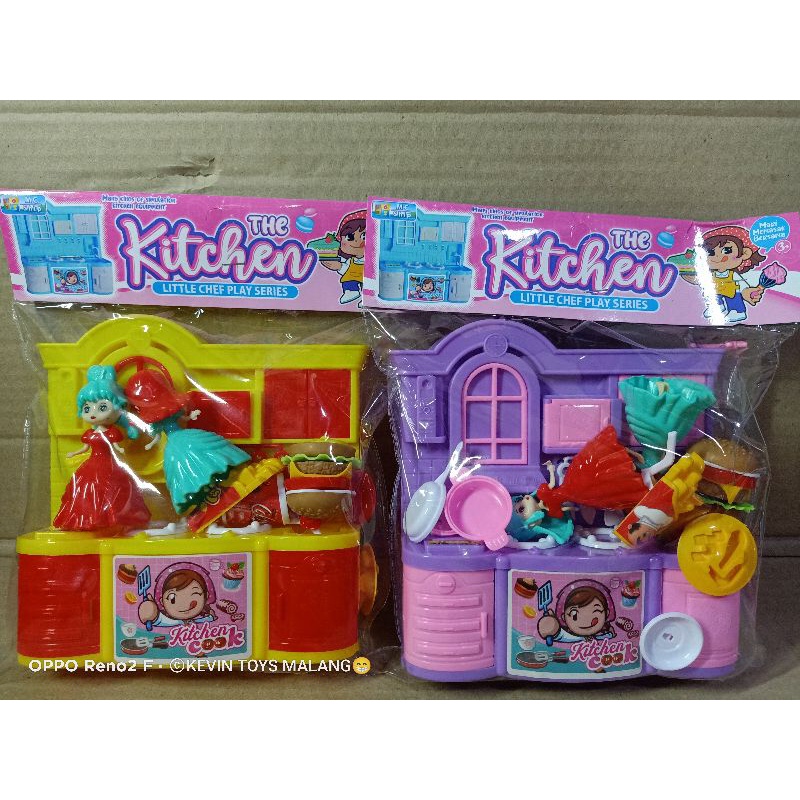 MK 28 MAINAN KITCHEN SET LENGKAP DENGAN 2 BONEKA DAN BURGER / THE KITCHEN COOK LITTLE CHEF PLAY SERIES