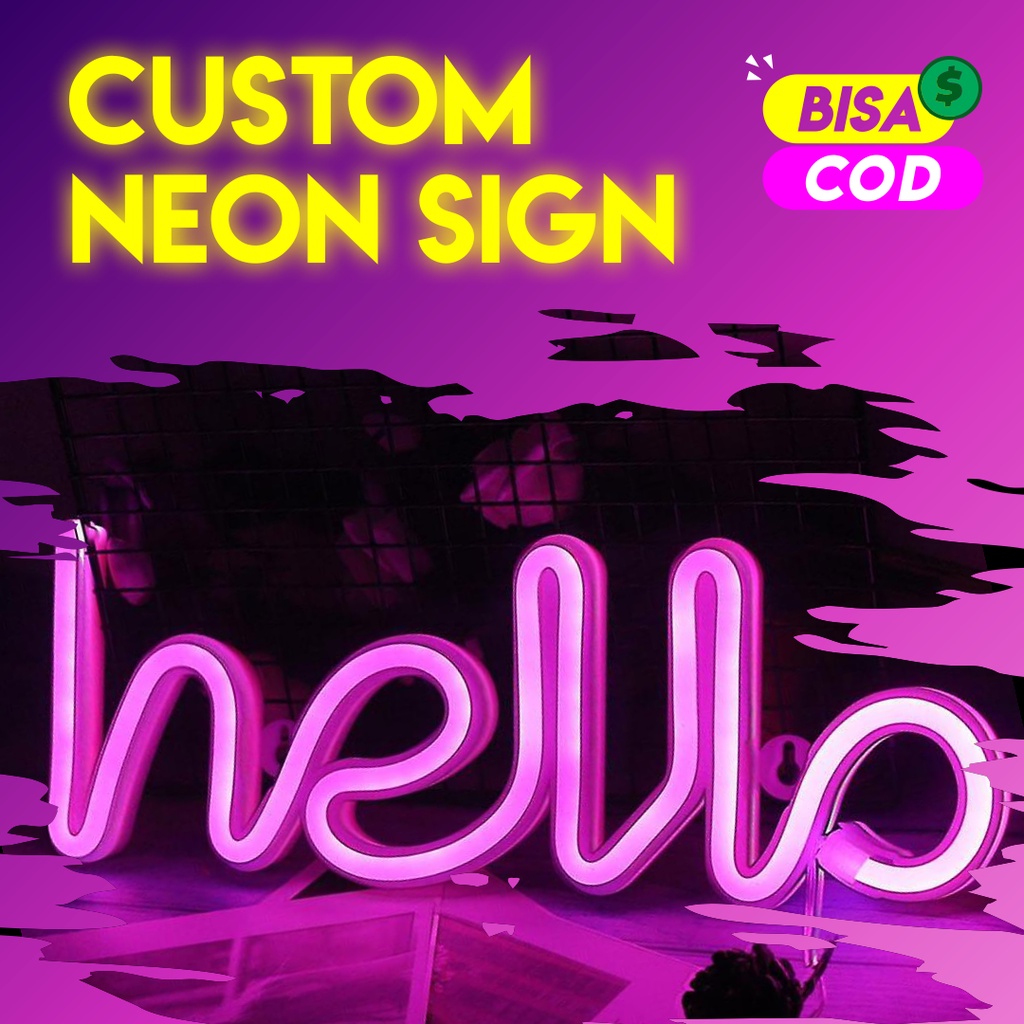 Hiasan Dekorasi Dinding Neon LED Lampu Acrylic (Custom Tulisan)