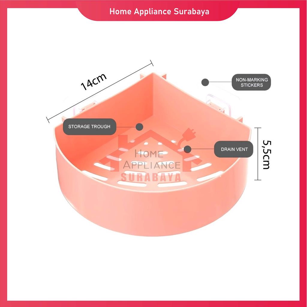 Rak Sudut Dapur / Rak Kamar Mandi Siku Tempel Plastik Tempat Sabun Shampoo - Rak Holder Siku