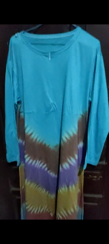 Daster Kaos Jumbo Lengan Panjang Bumil Busui Resleting Depan Dress Wanita Batik Pekalongan