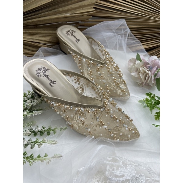 RAFAIZOUTFIT SEPATU wedding shoes -sepatu wanita YESIKA gold tinggi 5cm tahu