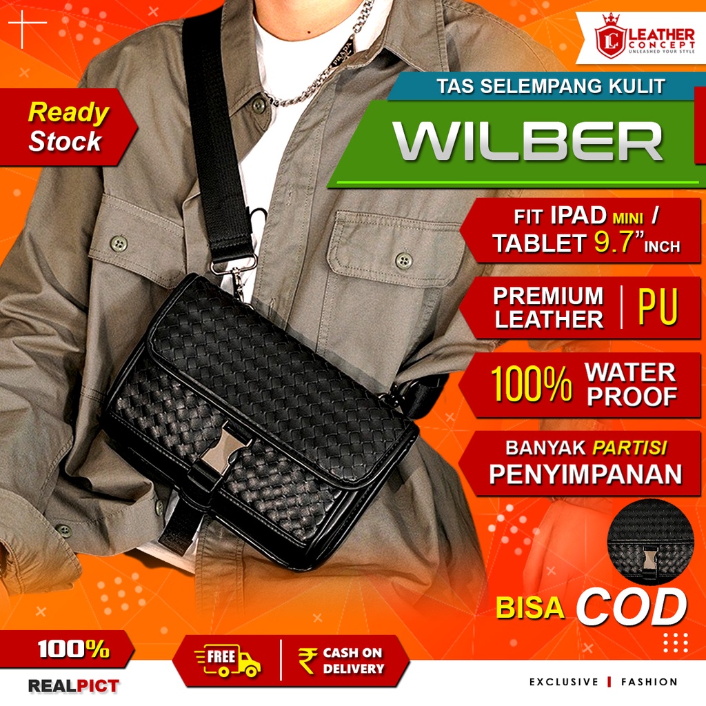 Tas Selempang Pria Waterproof Tas Kulit Pria Sling Bag WILBER