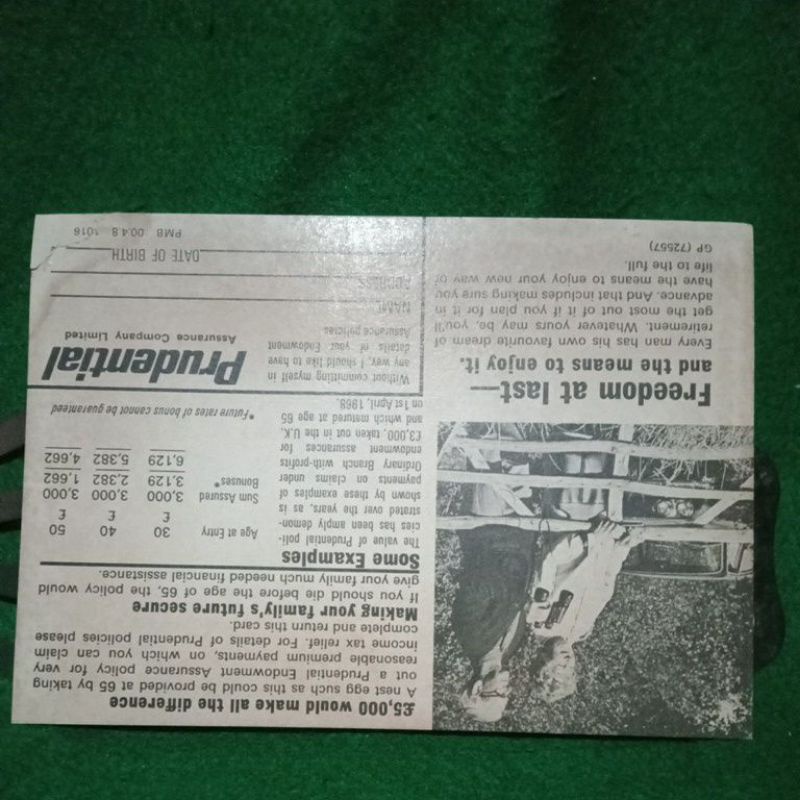 

post card PRUDENTIAL usia +/- 50 tahun. original. perhatikan gambar