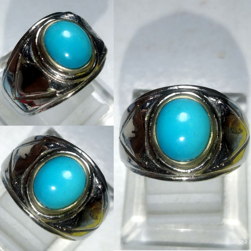 Cincin Batu Permata Natural Pirus Persia Asli 100 % Kualitas Super Istimewa