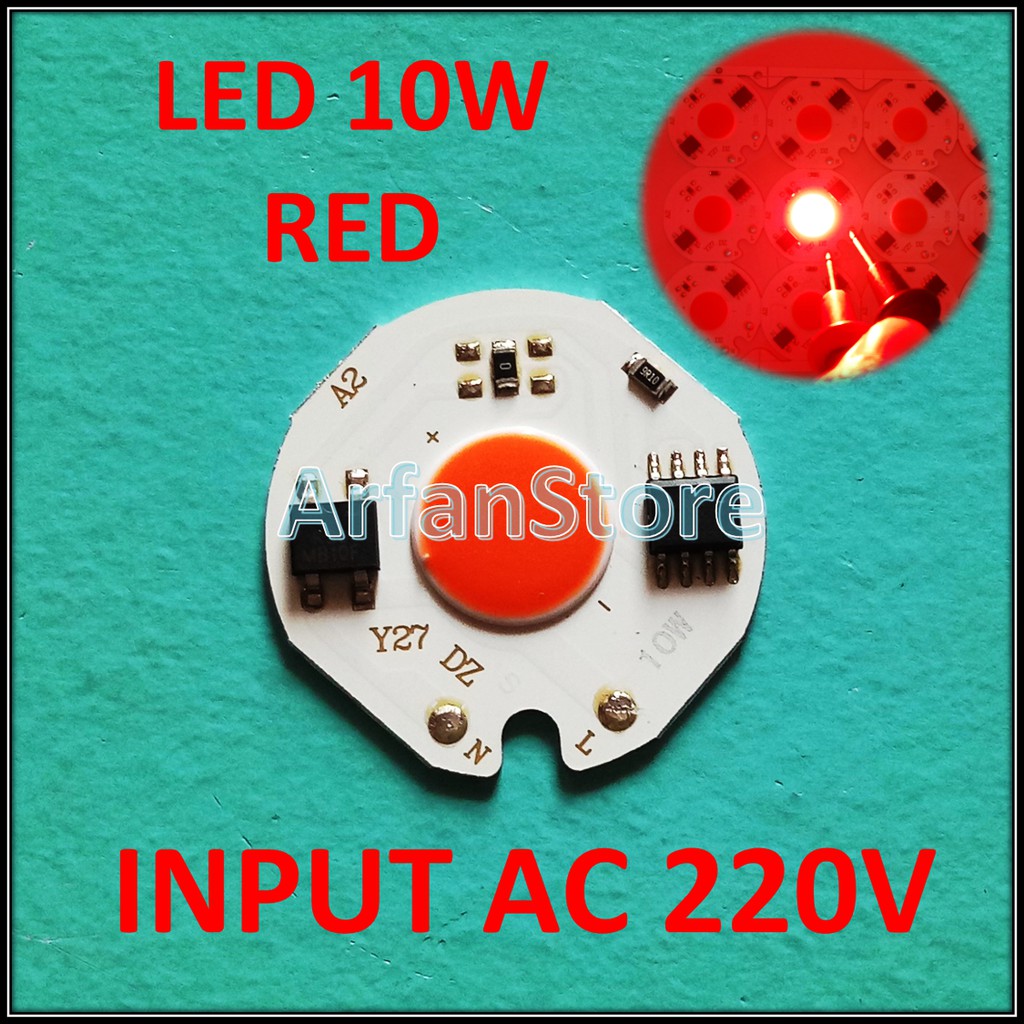 HPL 10W RED Input AC 220V 230V High Power LED Merah Tanpa Driver