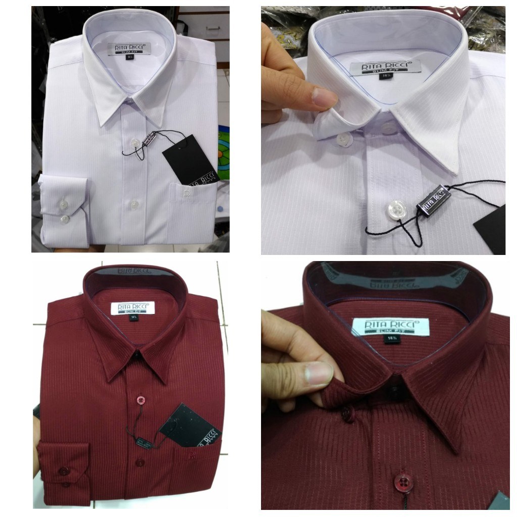 Kemeja Rita Ricci Casual Slimfit Panjang Dobby Salur