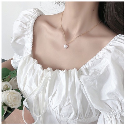 Fashion Sweet Girls Elegant Pearl Heart Pearl Necklace For Women Students Party Choker Jewelry Gifts