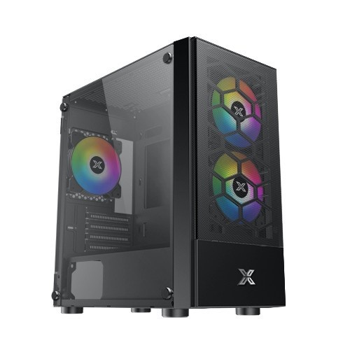 Casing Gaming XagaTek Oreo M-ATX With 3 Fan ARGB Tempered Glass
