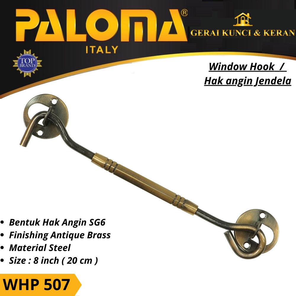 HAK ANGIN PENAHAN JENDELA WHP 507 STEEL 8&quot; INCH 20CM  ANTIK WINDOW HOOK CANTOLAN AB