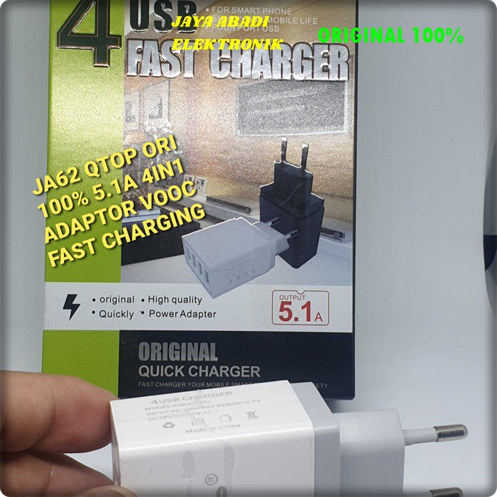 J62 QTOP 5A ADAPTOR BATOK KEPALA 4 USB SUPER FAST CHARGING TRAVEL ADAPTER CHARGER CHARGE FLASH CAS CASAN ADAPTIVE QUICK QC KABEL DATA ANDROIT HANDPHONE QUALCOMM UNIVERSAL MULTI ORIGINAL VOLT GADGET TC POWER QC LEBIH HEMAT TEMPAT DAN PRAKRIS