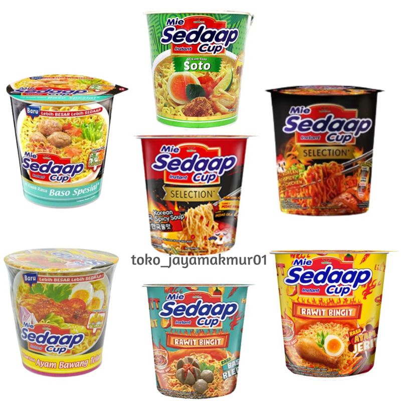 

Mie Sedaap Cup Instan ALL VARIAN goreng soto rawit bingit