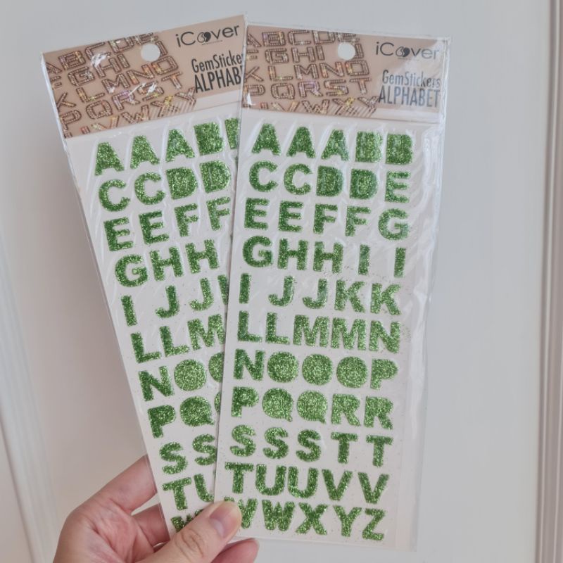 

Green Glitter Sticker Deco Stickers Manik Hijau Kilau Kilap Alphabet Sticker Huruf Abjad Abecedario Journaling Header Lettering Journal Planner Diary