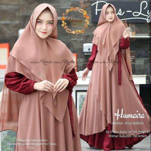 Gamis muslim/humaira syari+khimar/bahan wolfis