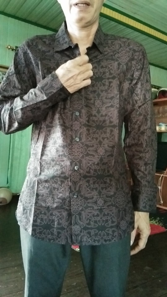 Odza Baju Kemeja Batik Slim Fit Pria Kasual Lengan Panjang
