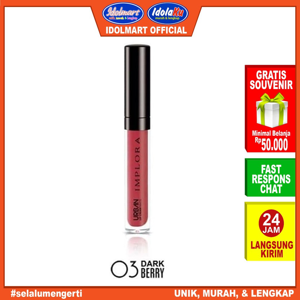 IDOLMART Implora Urban Lip Cream Matte Dark Berry 03 - BPOM Idolmart Surabaya