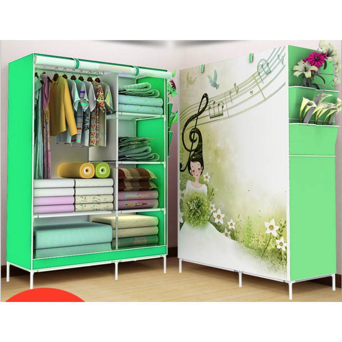 R-07 Multifunction Wardrobe With Cover / Lemari Pakaian Serbaguna Multifungsi Portable