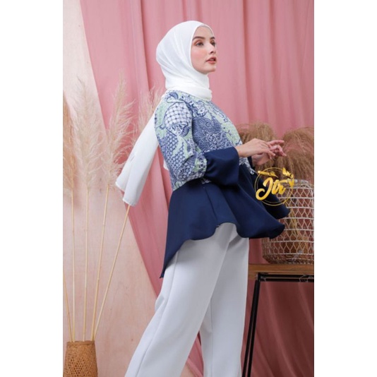 tey-17 Batik wanita ASJ SA HRB026 Kenongo Kemeja Tosca Pendek-Naumi