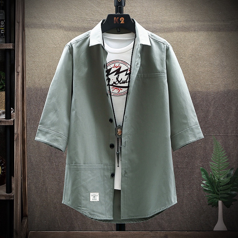 Kemeja Kasual Pria 2020  Pendek Lengan Pendek Korea Fashion  Kasual Jaket Kerja Kemeja Pria Kemeja L