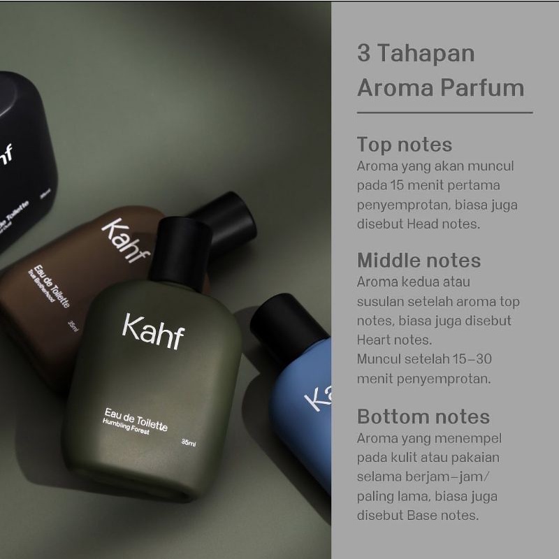 Parfum Pria Tahan Lama Kahf Eau De Toilette Revered Oud (Hitam), Humbling Forest (Hijau), True Broth